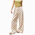 thumbnail image 1 of COMVALUE Palazzo Pants for Women Wide Leg Flowy Pants with Pockets Elastic Mid Waist Summer Beach Vacation Outfits Lightweight (White, L), 1 of 7