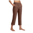 thumbnail image 1 of COMVALUE Pants for Women Stretch Cropped Summer Casual Capris Office Work Slacks Yoga Dress Pant Pants (Brown, XL), 1 of 9