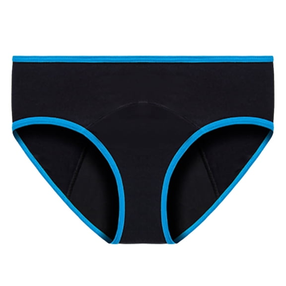 COMVALUE Period Underwear Menstrual Panties High-Cut Cheeky Bikini Briefs Women Girls (Blue, L)