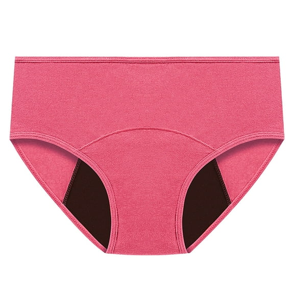 COMVALUE Period Underwear Menstrual Panties High-Cut Cheeky Bikini Briefs Women Girls (Hot Pink, XL)