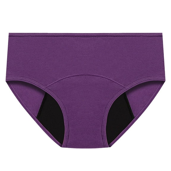 COMVALUE Period Underwear Menstrual Panties High-Cut Cheeky Bikini Briefs Women Girls (Purple, 3XL)