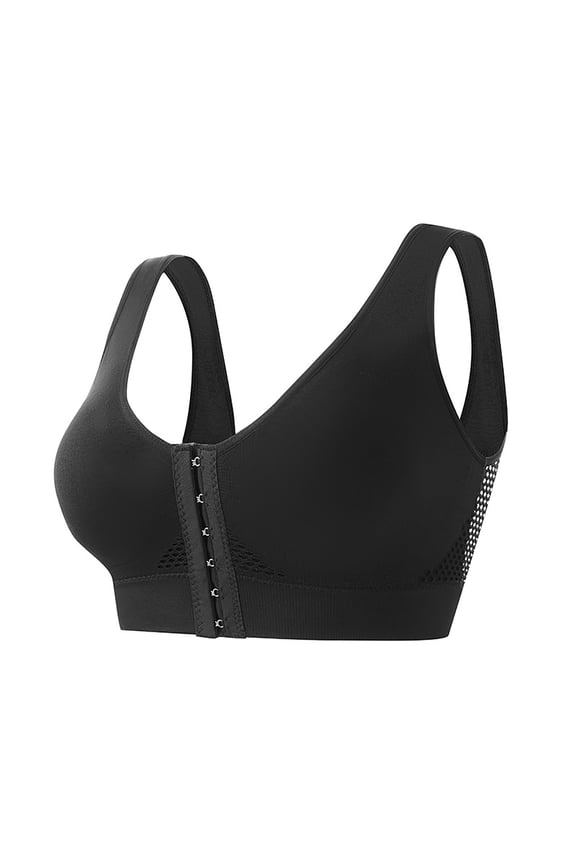 Post Surgery Bras Front Closure Compression Bra Mastectomy Bras (Black, XXL)
