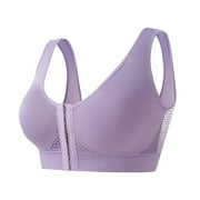 COMVALUE Post Surgery Bras Front Closure Compression Bra Mastectomy Bras Purple, 3XL