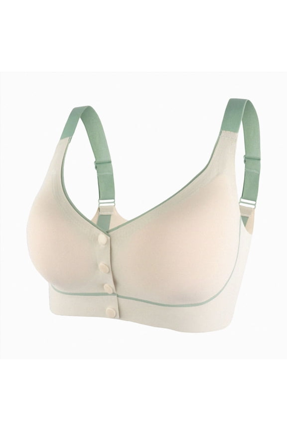 Post Surgery Mastectomy Bra with Pockets Front Closure Seamless Supportive Bralette for Women Forms (Beige, L)