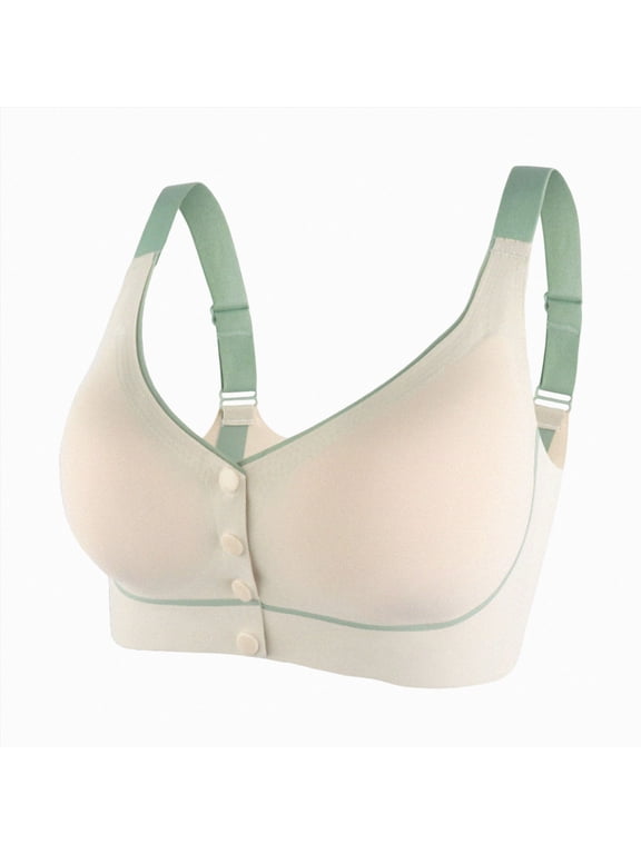 Post Surgery Mastectomy Bra with Pockets Front Closure Seamless Supportive Bralette for Women Forms (Beige, XL)