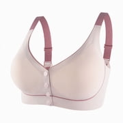 COMVALUE Post Surgery Mastectomy Bra with Pockets Front Closure Seamless Supportive Bralette for Women Forms Light Pink, L