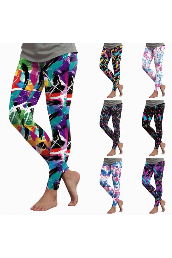 Printed Leggings Basic Workout Yoga Pants Buttery Smooth Womens Leggings Sky Blue Size S