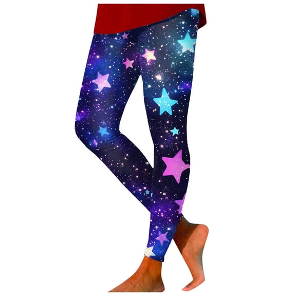 COMVALUE Printed Leggings for Women Pattern Graphic Colorful Cute Crazy High Waisted Workout Gym Yoga Pants (Purple, M)