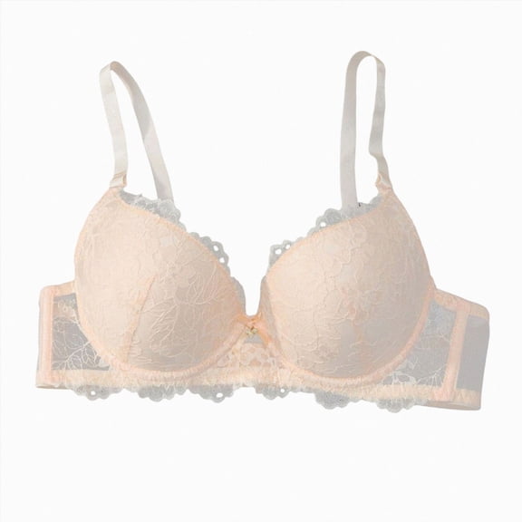 COMVALUE Push Up Bras Women Add 2 Cups Sexy Lace Cleavage Extra Padded Plunge Bra Underwire (Beige, 70B)