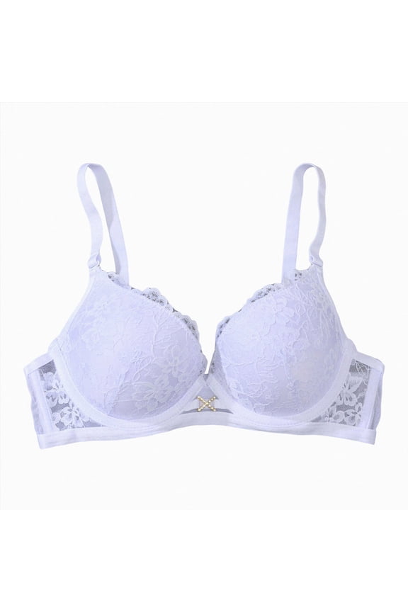 Push Up Bras for Women Add 2 Cups Sexy Lace Cleavage Extra Padded Plunge Bra Underwire (White, 85C)