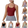 thumbnail image 1 of COMVALUE Racerback Crop Tank Tops for Women - Padded Y-Back Longline Sports Bras Scoop Neck Workout Yoga (Pink, XL), 1 of 9