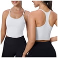 thumbnail image 1 of COMVALUE Racerback Crop Tank Tops for Women - Padded Y-Back Longline Sports Bras Scoop Neck Workout Yoga (White, L), 1 of 9