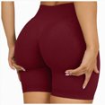 thumbnail image 1 of COMVALUE Ribbed Biker Shorts Women Tummy Control Stretch High Waist Yoga Shorts Summer Comfy Workout Athletic Shorts (Wine, XXL), 1 of 7