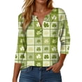 thumbnail image 1 of COMVALUE Saint Patricks Day for Women 2026 Lucky Shamrock 3/4 Sleeve Shirt Funny Irish Graphic Tee Spring Party Tops (Army Green, L), 1 of 9