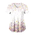 thumbnail image 1 of COMVALUE Scrub Tops Women Short Sleeve Plus Size V Neck Fun Printed Scrubs Top Medical Nursing Uniforms with Pockets (Light Pink, XXL), 1 of 7