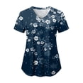 thumbnail image 1 of COMVALUE Scrub Tops Women Short Sleeve Plus Size V Neck Fun Printed Scrubs Top Medical Nursing Uniforms with Pockets (Navy, XXL), 1 of 7