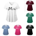 thumbnail image 1 of COMVALUE Scrub Tops for Women Short Sleeve Working Uniform with Pocket Summer ECG Heart Graphic Print V Neck Stretchy Holi T Shirts (Blue, 3XL), 1 of 5