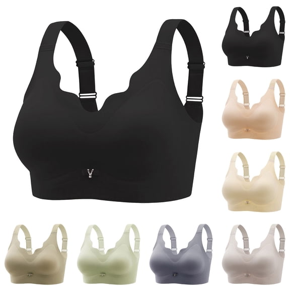 COMVALUE Seamless Bras for Women Push Up Breathable Supportive Bra Plus Size Everyday Full Coverage Bralettes (Light Gray, XL)