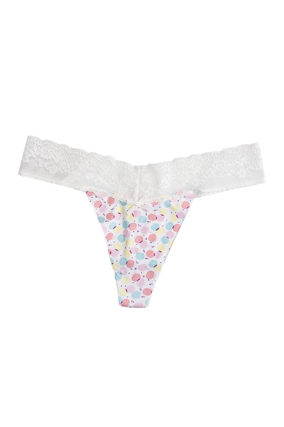 Seamless Thong for Women No Show Lace Underwear Ladies Breathable Comfort Panties (Light Pink, One Size)