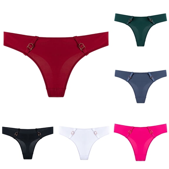 COMVALUE Seamless Thongs for Women No Show Thong Underwear Women Comfortable 1 Pack (Blue, L)