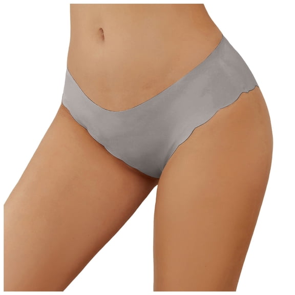 COMVALUE Seamless Underwear for Women, Low-Rise Hipster Wave Edge Bikini Panties, No-Show Cheeky Style (Grey, XL)
