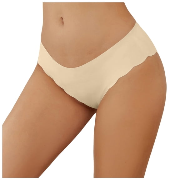 COMVALUE Seamless Underwear for Women, Low-Rise Hipster Wave Edge Bikini Panties, No-Show Cheeky Style (Light Yellow, L)