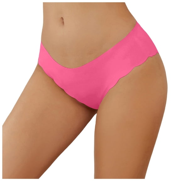 COMVALUE Seamless Underwear for Women, Low-Rise Hipster Wave Edge Bikini Panties, No-Show Cheeky Style (Pink, M)