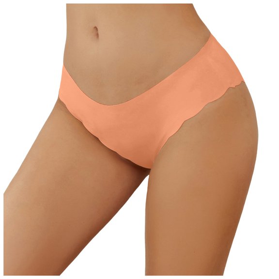 COMVALUE Seamless Underwear for Women, Low-Rise Hipster Wave Edge Bikini Panties, No-Show Cheeky Style (Red, M)