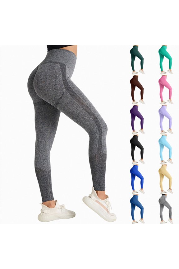 Seamless Workout Butt Lifting Leggings - Booty Scrunch Gym Leggings for Women Light Gray S