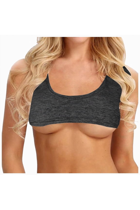 Sexy Short Sleeve Crop Top for Women Solid Scoop Neck Mini T-Shirts Vest Tank (Dark Gray, S)