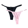thumbnail image 1 of COMVALUE Sexy T Thong for Women 2Pcs Sexy G-String - Women's Seamless Panties Ice Silk Bow Female Underwear (L, Pink), 1 of 9