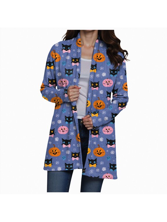 Shirt Van Gogh Gift Starry Night Long Open Front Cardigans for Women Long Sleeve Clothing Lightweight Sweater Sky Blue S