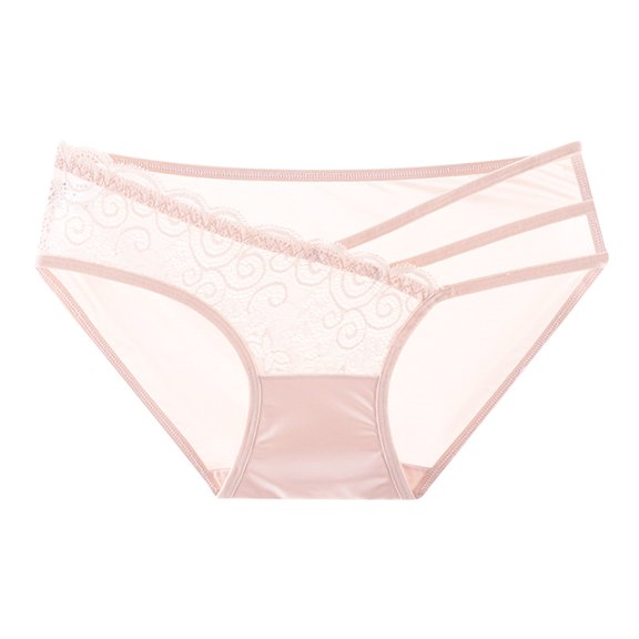 COMVALUE Silk Bikini Panties Women Silk Underwear with Lace Soft Comfortable Pink for Size M