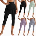 thumbnail image 1 of COMVALUE Skirted Leggings for Women Capri, Athletic Tennis Skirt with Leggings Golf Pickleball Clothes with Pockets Purple for Size XL, 1 of 7