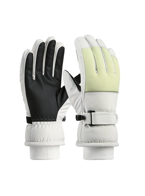 Snow Gloves for Women Waterproof Touchscreen Winter Warm Ski Snowboarding Gloves (Beige, One Size)