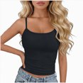 thumbnail image 1 of COMVALUE Spaghetti Strap Crop Tank Tops for Women Cute Summer Camisoles for Teens Fitted Basic Layering Cami Undershirts (Black, One Size), 1 of 8