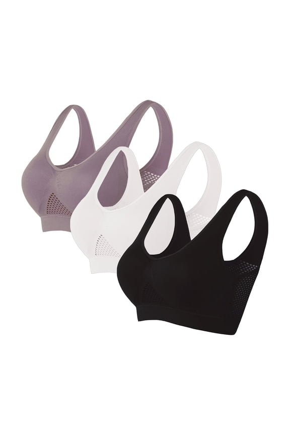 Sports Bras for Women Pack 3 High Support Plus Size Workout Breathable Anti Sagging Breast Bra (Light Purple, XXL)