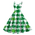 thumbnail image 1 of COMVALUE St Patricks Day Dresses for Women Crew Neck Irish Festival Vintage Three Leaf Clover Print Halter Swing Dress (Mint Green, L), 1 of 6