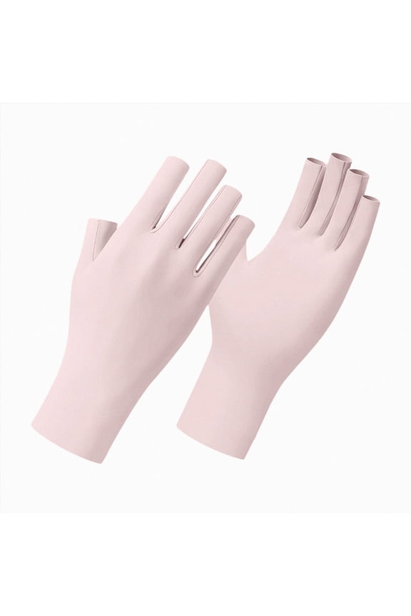Sun Protection UV Gloves for Women Fingerless Hand UV Protection Glove for Gel Manicures Summer Driving Biking Pink One Size
