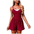 thumbnail image 1 of COMVALUE Swim Romper Women One Piece Swimsuit Tummy Control Bathing Suit Modest Full Coverage Swimwear with Shorts Pockets (Wine, XXL), 1 of 5
