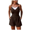 thumbnail image 1 of COMVALUE Swim Romper for Women Tummy Control One Piece Swimsuit with Shorts and Pockets Slimming Bathing Suit (Coffee, L), 1 of 6