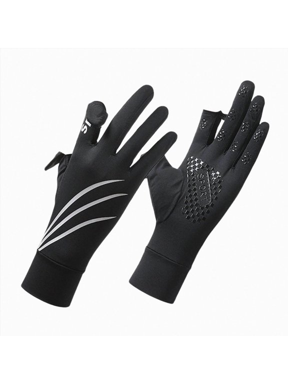 Thin Fullfinger UV Protection Gloves Driving Gloves Women, Touchscreen UPF Glove Sun Protection Glove for Women Black One Size