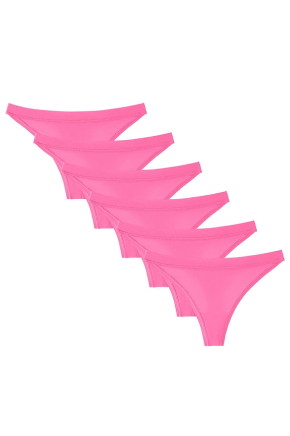 Thongs for Women Underwear Sexy No Show Ladies Panties Comfortable Breathable Workout Panty 6 Pack (Hot Pink, XS)