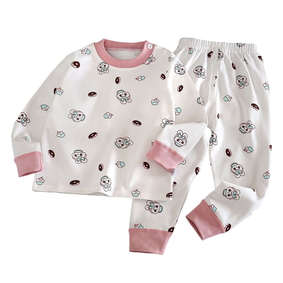 COMVALUE Toddler Girls Autumn Sleepwear 3 6 12 18 24 Months 3T 4T 5T 6T Cute Cartoon Character Print Long Sleeve Top and Elastic Sleep Bottoms