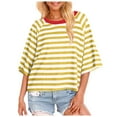 COMVALUE Tops for Women Striped 2026 Fashion T Shirts for Women Color ...