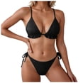 thumbnail image 1 of COMVALUE Two Piece Bikini Sets for Women Sexy Halter Triangle Top Swimsuit String Thong Bathing Suit (Black, XL), 1 of 9