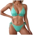 thumbnail image 1 of COMVALUE Two Piece Bikini Sets for Women Sexy Halter Triangle Top Swimsuit String Thong Bathing Suit (Mint Green, L), 1 of 9