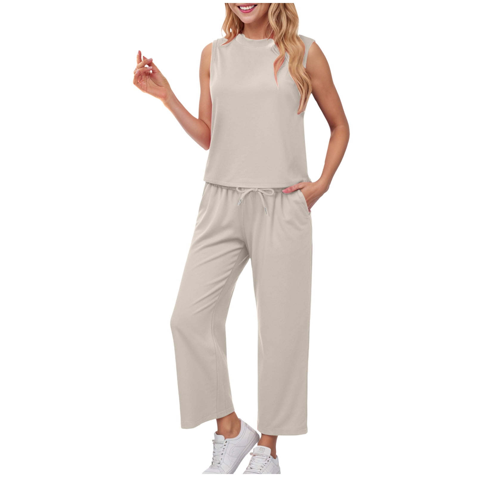 Casual Collar Loose Vacation Elastic Waist Two-Piece Set