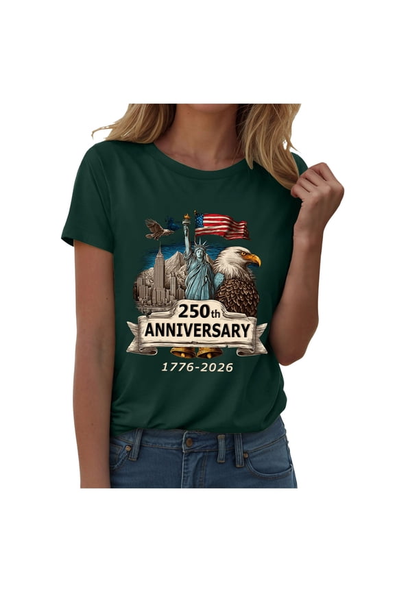 USA 250 Years of Independence Heritage T-Shirt 1776-2026 Anniversary (Dark Green, XXL)