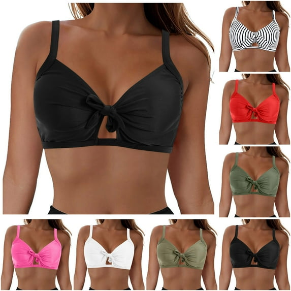 COMVALUE Underwire Bikini Top - Women Push Up Swim Top Bra Keyhole Swimsuit Tops 2026 (Red, M)